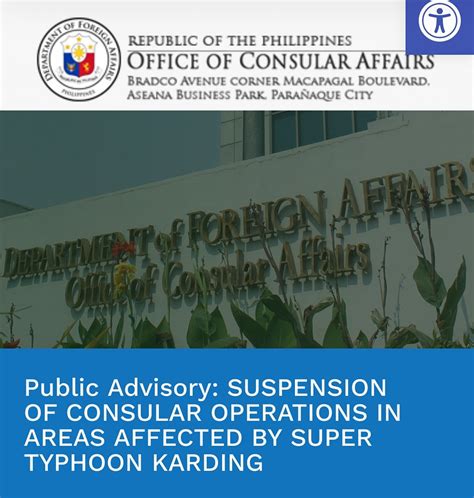 PUBLIC ADVISORY: SUSPENSION OF OPERATIONS IN DFA .